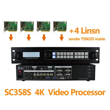 Видеосъемщик со светодиодным экраном, расширяющий SDI-вход, AMS SC358S, поддержка видеопроцессора со светодиодами, установка 4 светодиодных карт отправки