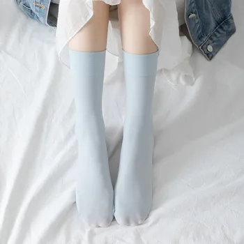 Модные однотонные дышащие японские летние эластичные носки в корейском стиле, Хлопковые чулочно-носочные изделия, Женские тонкие носки