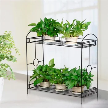 Easyfashion 2-ярусная металлическая подставка для растений и цветов, подставки для растений, полка для цветов в помещении, подставка для растений на открытом воздухе