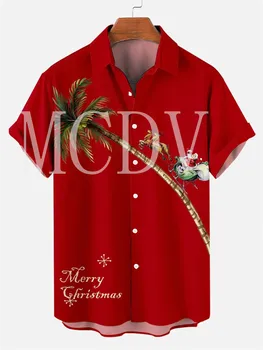 Рождественская гавайская рубашка с 3D принтом Кокосового Лося Для мужчин И Женщин, Повседневная Дышащая гавайская рубашка с коротким рукавом