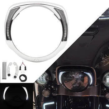 Хромированная Мотоциклетная Светодиодная Отделка Фары Кольцо Безель Крышка Для Harley Touring Electra Glide Ultra Limited CVO Ultra Classic 2014-2020