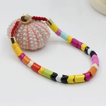 Модный Ins Популярный Эмалевый браслет в радужную расцветку в стиле Бохо, красочный Женский браслет из бисера 