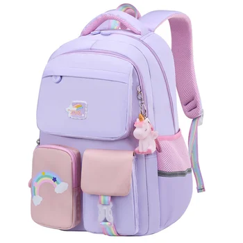Корейская радужная школьная сумка с плечевым ремнем для девочек-подростков, детские водонепроницаемые рюкзаки, детские школьные сумки mochilas