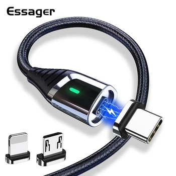 Магнитное зарядное устройство Essager, кабель Micro USB для iPhone Samsung, провод для быстрой зарядки, шнур USB Type C, Кабели для мобильных телефонов на магните Type-C