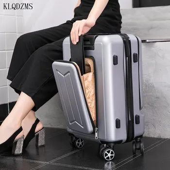 KLQDZMS 20 ’24 Дюймов, ручная кладь на колесиках с сумкой для ноутбука, дорожный чемодан из АБС, креативный чемодан