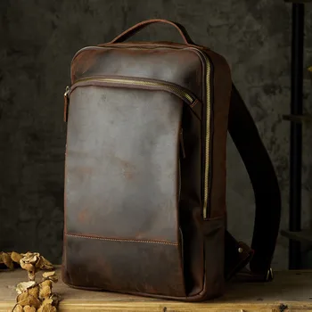 AETOO, мужской рюкзак ручной работы из натуральной кожи, повседневная сумка большой емкости crazy cowhide, рюкзак из воловьей кожи, деловой мужской рюкзак из воловьей кожи верхнего слоя