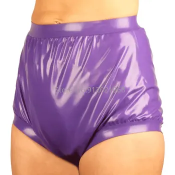 Фиолетовые латексные шорты, Трусики-боксеры, Резиновое нижнее белье, Фетиш Gummi, Сексуальный женский костюм для косплея ручной работы