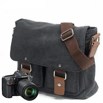 Портативная Винтажная Холщовая сумка через Плечо для Зеркальной камеры Weysfor, Диагональная Сумка-мессенджер для Canon, Nikon/Sony/Olympus