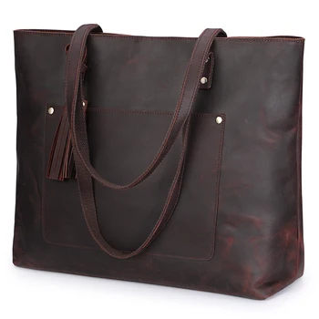 Женская винтажная сумка-тоут из натуральной кожи S-ZONE, большой рабочий кошелек, сумочка