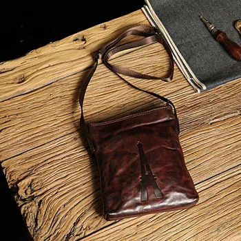 Модная женская мини-сумка из натуральной кожи в стиле ретро, повседневная мужская тонкая сумка через плечо из высококачественной воловьей кожи