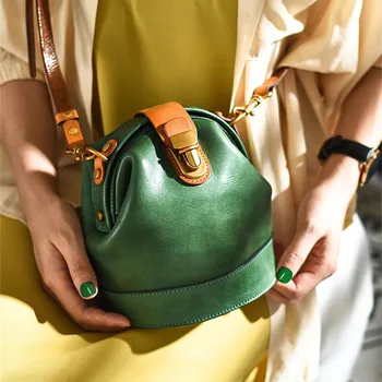 Модная дизайнерская женская сумка из натуральной кожи с маленькой пряжкой, сумка-мешок для выходных, вечеринки, из натуральной воловьей кожи, милая зеленая сумка через плечо для женщин