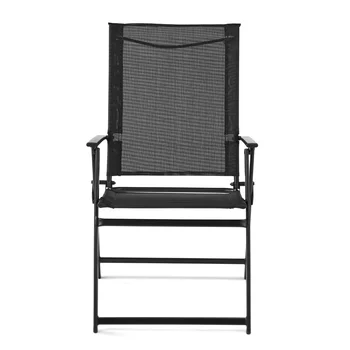 Квадратный комплект из 2 складных стульев для патио, черный