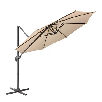Открытый зонт для патио, 10-футовый настольный зонт, 8 Железных костей, металлический каркас без основания, 240 г / м2 полиэстера [В наличии в США]