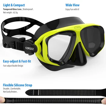 COPOZZ Профессиональная Маска для Подводного плавания без запотевания, Очки для подводного плавания, маска из закаленного стекла, очки для мужчин И Женщин