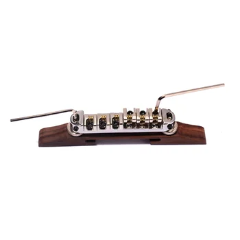 Гитарный мост из розового дерева Запасная часть гитары с роликовыми седлами Серебристый B-