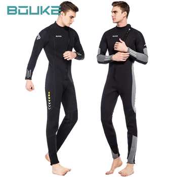 Мужской Полный боди-гидрокостюм 3 мм, водолазный костюм, полные костюмы в холодной воде, сохраняющие тепло, Длинный рукав, передняя молния для водных видов спорта