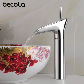 Becola Креативный Дизайн Золотой/Хромированный Латунный Смеситель для раковины с горячей и холодной Водой GZ-8001