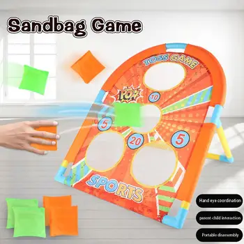 Bean Bag Game Портативная Игра с 4 Отверстиями Cornhole Game Cornhole Set Bounce Boards Метательная Игра С 6 Мешками для Фасоли Двойные Игры Для Детей