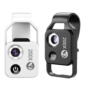 200X Карманный мини-микроскоп для телефона со светодиодной подсветкой CPL, насадки для цифровой микроскопической камеры для большинства смартфонов