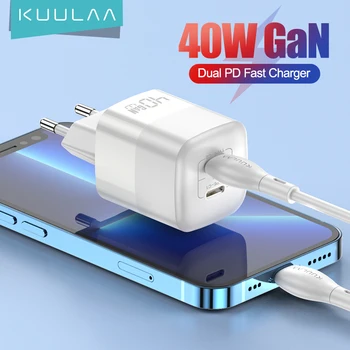KUULAA 40 Вт GaN Зарядное Устройство Быстрая Зарядка 4,0 3,0 Type C PD USB Зарядное устройство для iPhone 14 13 12 Pro Max Быстрое Зарядное устройство Для iPad PD Зарядное устройство