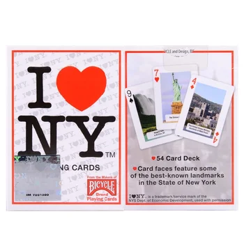 Велосипед I Love NY Размер Колоды игральных карт для Покера USPCC Достопримечательности Нью-Йорка Волшебные Карточные игры Реквизит для фокусов
