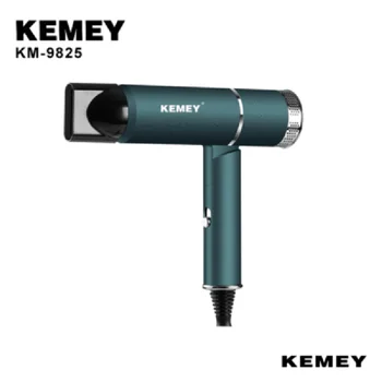Фен Kemei KM-9825 со складным Т-образным корпусом, легкий, Регулировка скорости подачи холодного и горячего воздуха одной кнопкой, Защита от отрицательных ионов