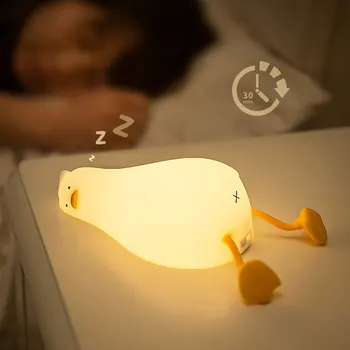 Креативный светильник-утка Светодиодный Домашний Ночник Перезаряжаемый Силиконовый влажный Детский праздничный подарок USB Sleep Настольный декоративный светильник