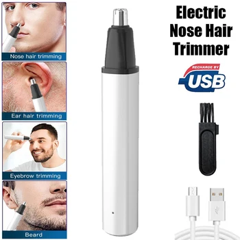Электрический триммер для волос в ушах, носу, Портативная Электрическая бритва для бритья волос в носу, удаления бровей, USB-Аккумуляторная бритва для ухода за лицом для мужчин