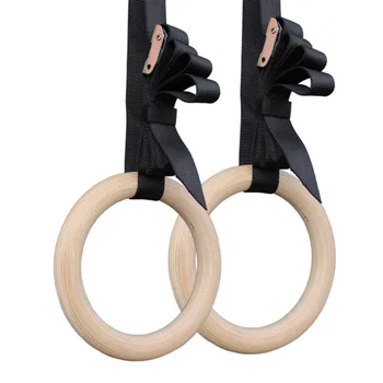 Спортивные деревянные гимнастические кольца с регулируемыми ремешками с пряжками, противоскользящий пояс для силовых тренировок, домашний тренажерный зал, тренировка всего тела
