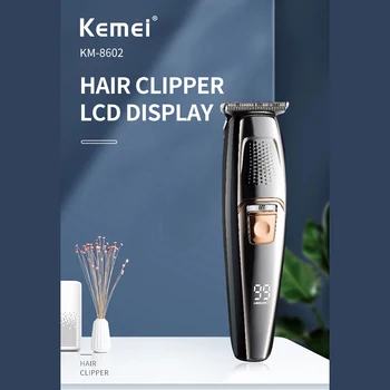 Kemei 8602 Профессиональная Машинка Для стрижки волос Мужская Электрическая Домашняя со светодиодным дисплеем, Перезаряжаемая Машинка для Стрижки волос под Бакенбарды