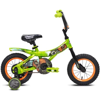 12-дюймовый велосипед Raptor для мальчиков с тренировочным колесом, зеленый и оранжевый