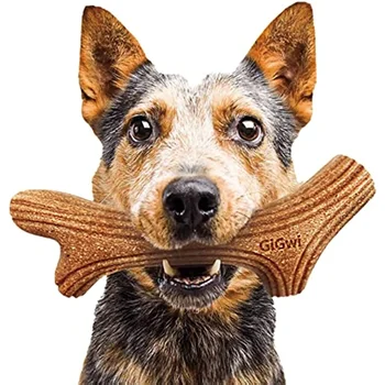 Игрушки для собак GiGwi, серия деревянных пластиковых рогов, Безопасные твердые зубы против укусов, Большой щенок, Чистка зубов для домашних животных, Интерактивные игрушки для домашних животных