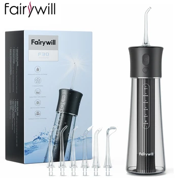 Fairywill Water Flosser 5-Режимные Портативные Ирригаторы Для полости рта USB Type-C 300 МЛ Резервуар Для воды 6 Сменных Струйных Наконечников F30
