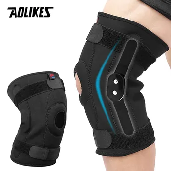 AOLIKES 1 шт. Профессиональный Спортивный Защитный Бандаж для поддержки колена, наколенники для коленной чашечки, спортивные с металлической пластиной, черный