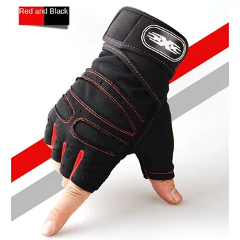 Мужское спортивное оборудование для фитнеса Велоспорт на открытом воздухе Противоскользящие перчатки для защиты запястий Дышащие перчатки для тяжелой атлетики Перчатки на полпальца