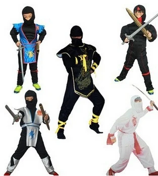 Бесплатная доставка, 2015 Горячая распродажа, детская одежда на Хэллоуин, японская одежда самурая, черная детская одежда ниндзя