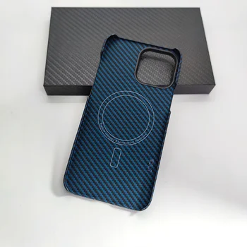 Новое Поступление, Синее Арамидное волокно Для Magsafe Для iPhone 13 Pro Max, Настоящее Углеродное волокно, Магнитный Чехол Для iPhone13 Pro 13Promax