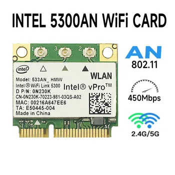 Intel WiFi Link 5300 Беспроводная локальная сеть Половинного размера Mini PCI-E Wlan карта 450 Мбит/с 533AN_HMW MIMO 802.11a/b/g 2,4/5,0 ГГц INTEL5300agn