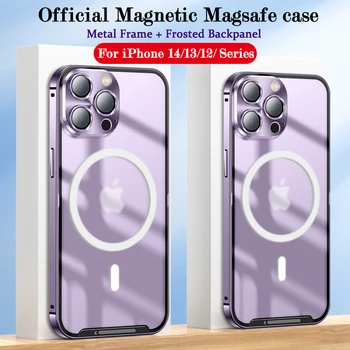 Металлический Магнитный чехол для iphone 14 13 12 11 Pro Max 14 pro Magsafe объектив из алюминиевого сплава с матовым стеклом защитный ультратонкий чехол