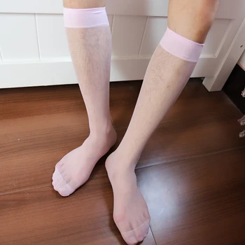Мужские сексуальные носки-трубки, Ультратонкие эластичные носки до колена, Невидимые чулочно-носочные изделия, Прозрачные носки для геев, Прозрачные бесшовные чулки