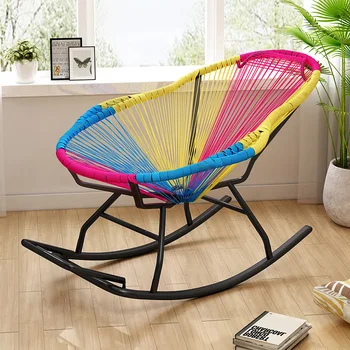 Домашнее кресло-качалка для отдыха, кресло-качалка для креативного сна, кресло для отдыха для взрослых, цветное кресло для отдыха, балкон, ротанговое кресло, сетчатое красное кресло