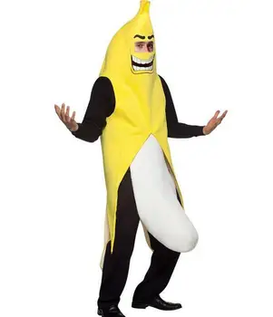Забавный костюм Банана для взрослых Унисекс, желтый костюм, Маскарадный костюм для легкой фруктовой вечеринки