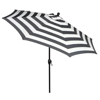 Открытый 9 'Ibiza в полоску, круглый кривошипный зонт премиум-класса для патио