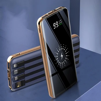 20000 мАч Qi Беспроводное зарядное устройство Power Bank Встроенный кабель Быстрая зарядка Powerbank для iPhone 14 Samsung S22 Huawei Xiaomi Повербанк