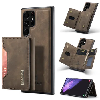 Деловой кожаный чехол 2В1 для Samsung Galaxy S22 PLUS S21 Ultra Note 20 с магнитным держателем для карт, роскошные чехлы для S20 PLUS