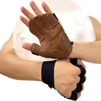 Кожаные перчатки для поднятия тяжестей в тренажерном зале с мягким захватом для ладоней, тренировочные перчатки для мужчин и женщин, тренировка по подтягиванию тяжестей