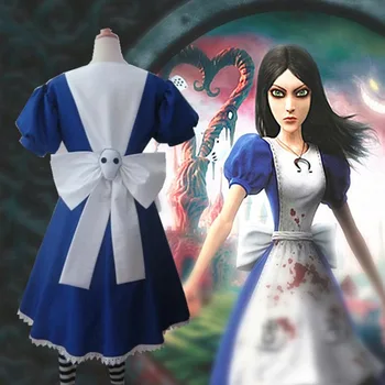 Game Alice Madness Returns Косплей Костюм На Хэллоуин, Платья горничной, платье-фартук для женщин, карнавальное платье для девочек из аниме, вечеринка
