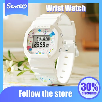 Kawaii Sanrio Аниме наручные часы Милый Куроми Hello Kitty Cinnamoroll многофункциональные водонепроницаемые часы Оригинальные подарки для девочек