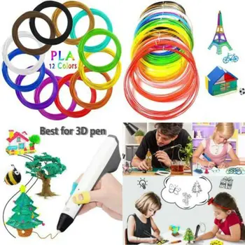 12 Рулонов PLA нити для 3D-ручки, Нить 12 Цветов, Диаметр 3 метра, 1,75 мм, Пластиковая нить для 3D-ручки, ручка для 3D-принтера